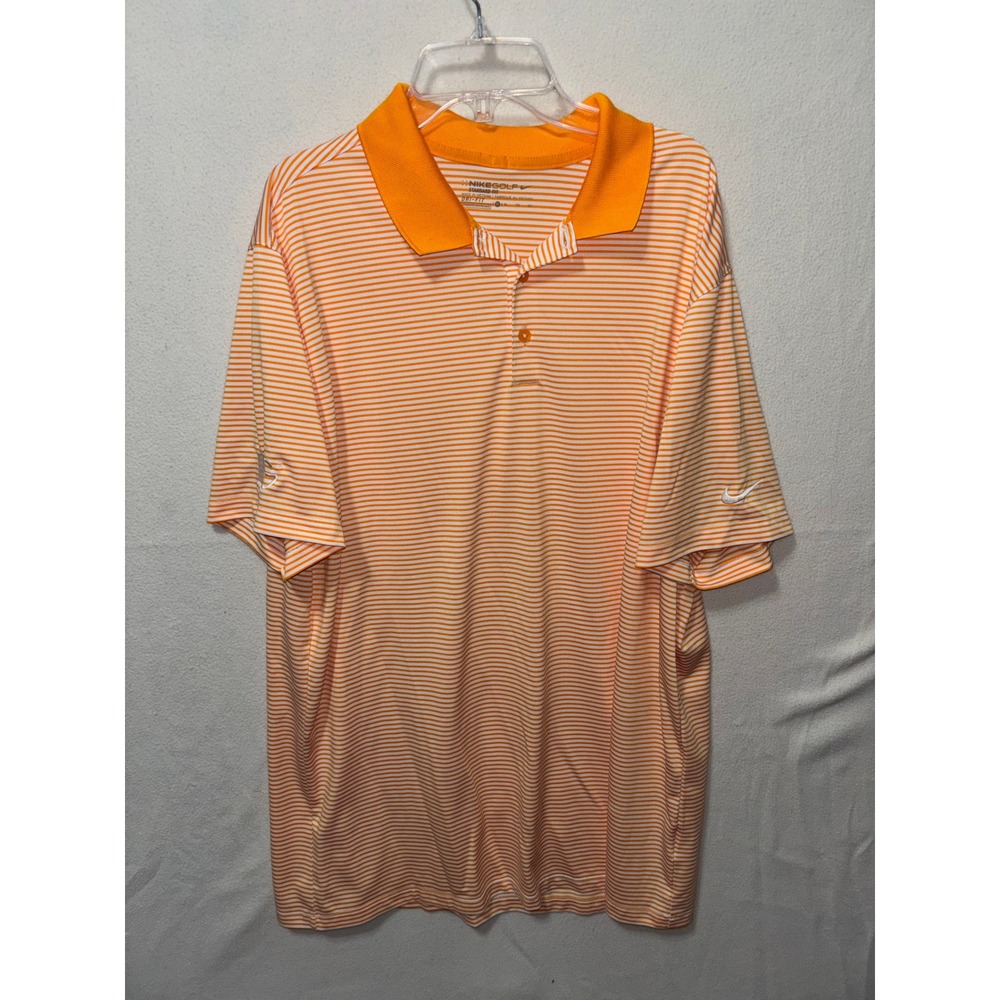 Lot of 2 Nike Golf Dri-FIT Polo Shirts Mens XL Orange Red Striped Standard Fit